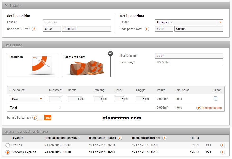 Kirim ke  Luar  Negeri  POS EMS vs DHL vs TNT vs UPS 